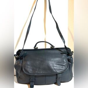 Classic navy blue Leather unisex Bag